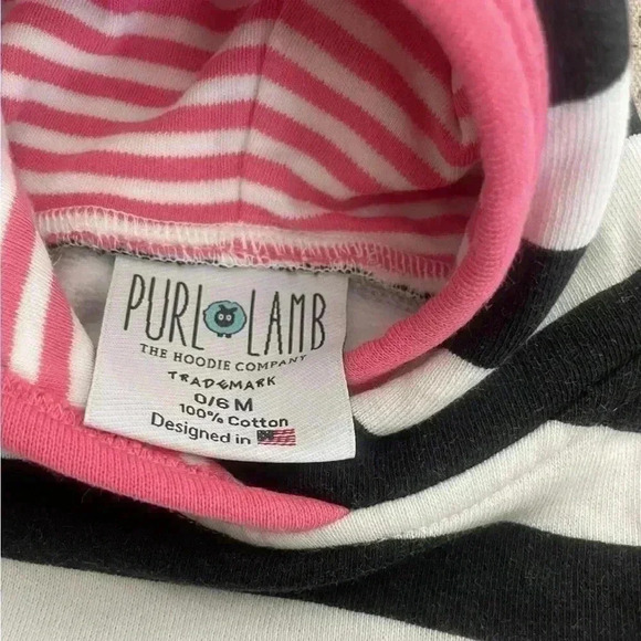 Purl Lamb 0/6Mo Striped Dino Hoodie Shipped via USPS - Picture 3 of 5